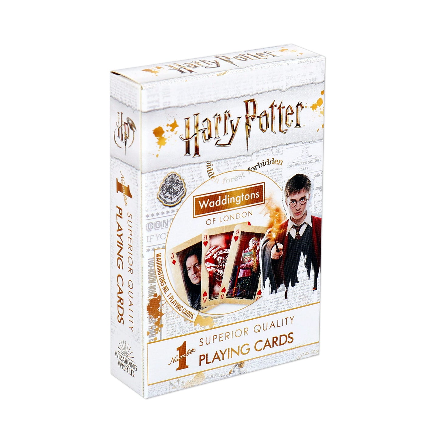 Waddingtons Number 1 Harry Potter Playing Card Game, enter the magical world of Hogwarts and play with Harry, Ron, Hermione, Dumbledore, Snape and Hagrid, gift and toy for boys and girls Aged 4 plus