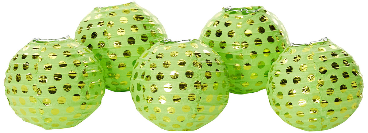 Kiwi Green Hot Stamped Paper Lanterns 12cm /5