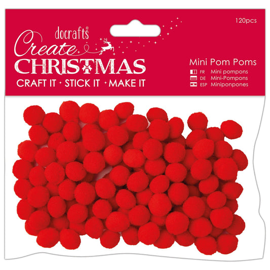 Create Christmas Mini Poms, Red