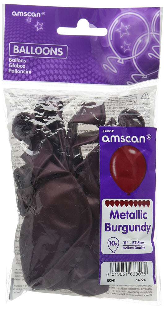 Amscan Metallic Burgundy Latex Balloons 11"/27.5cm - /10