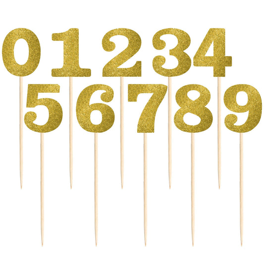 Gold Glitter Table Number Picks /15