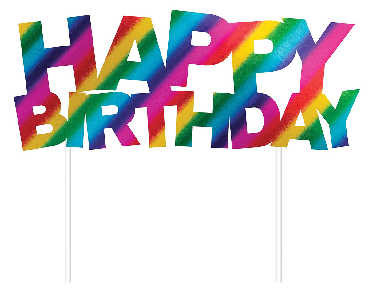 Creative Converting Metallic Foil Rainbow Birthday Cake Topper-1 Pc, Paper, Multi-Colored