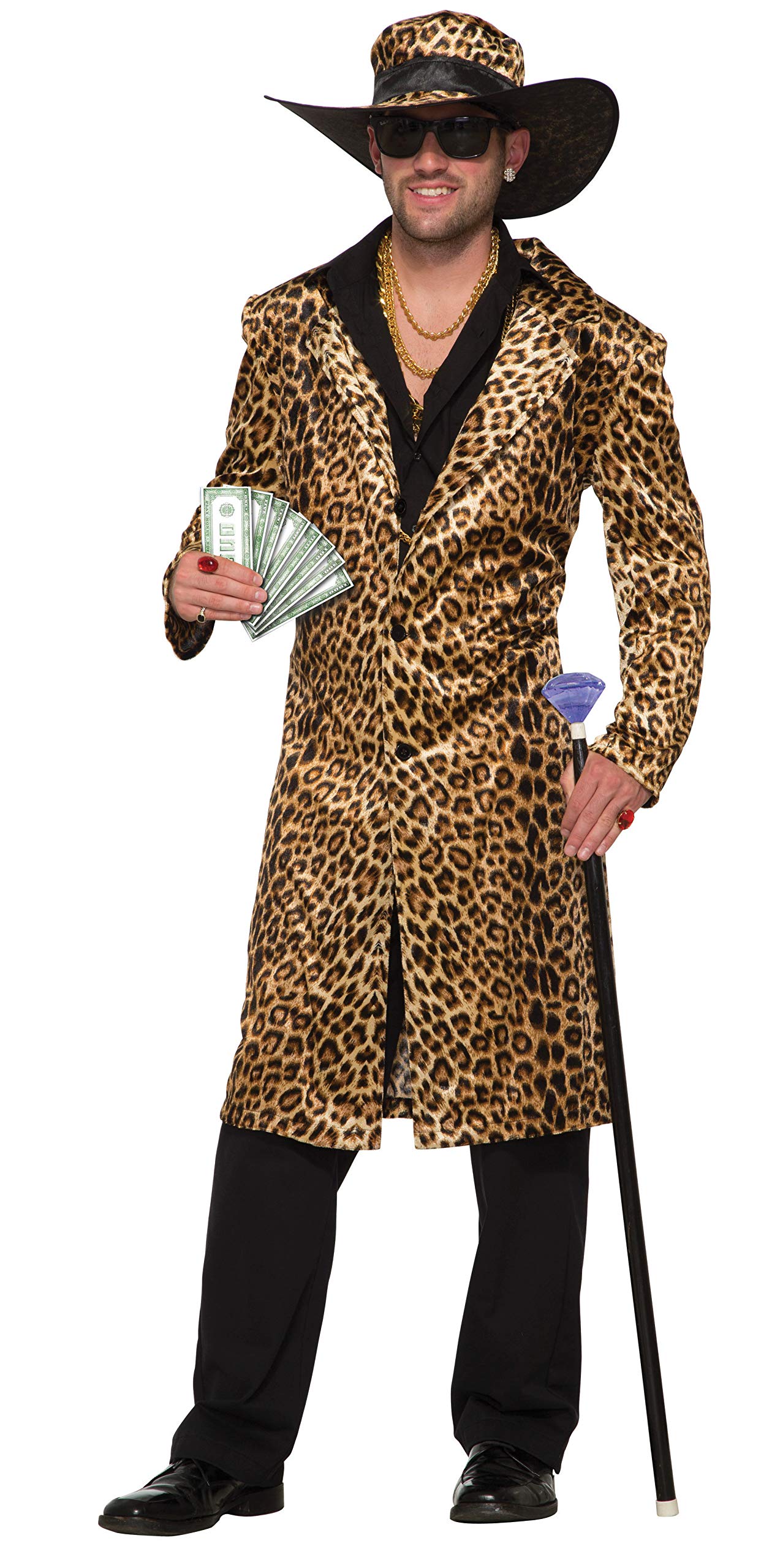 Bristol Novelty 78886 Party Supplies costume character Funky Leopard Pimp Jacket and Hat, As Shown, Chest Size 42-44-Inch