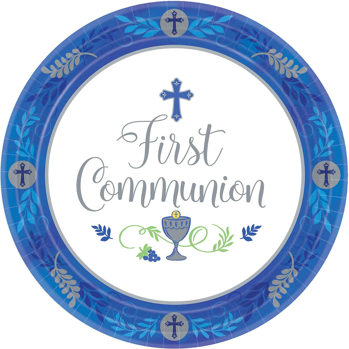 Communion Blue Paper Plates 23cm /18