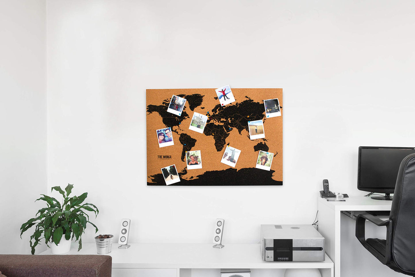 Gift Republic Corkboard Map, Cork, Multi, 58x82x0.2 cm