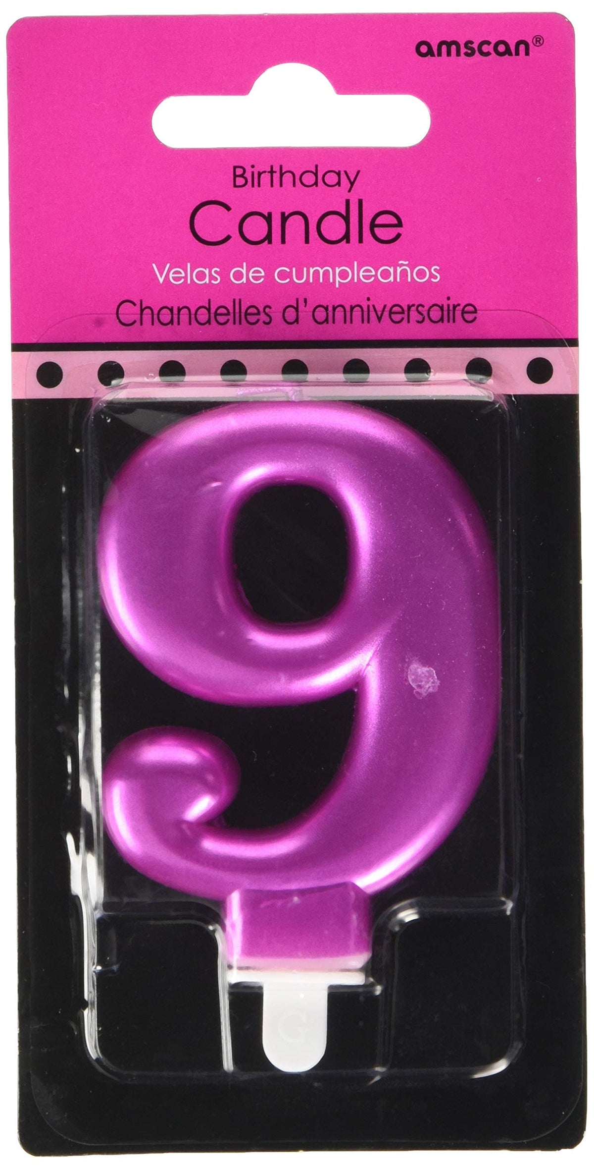 Adult Metallic Pink Candle Number 9