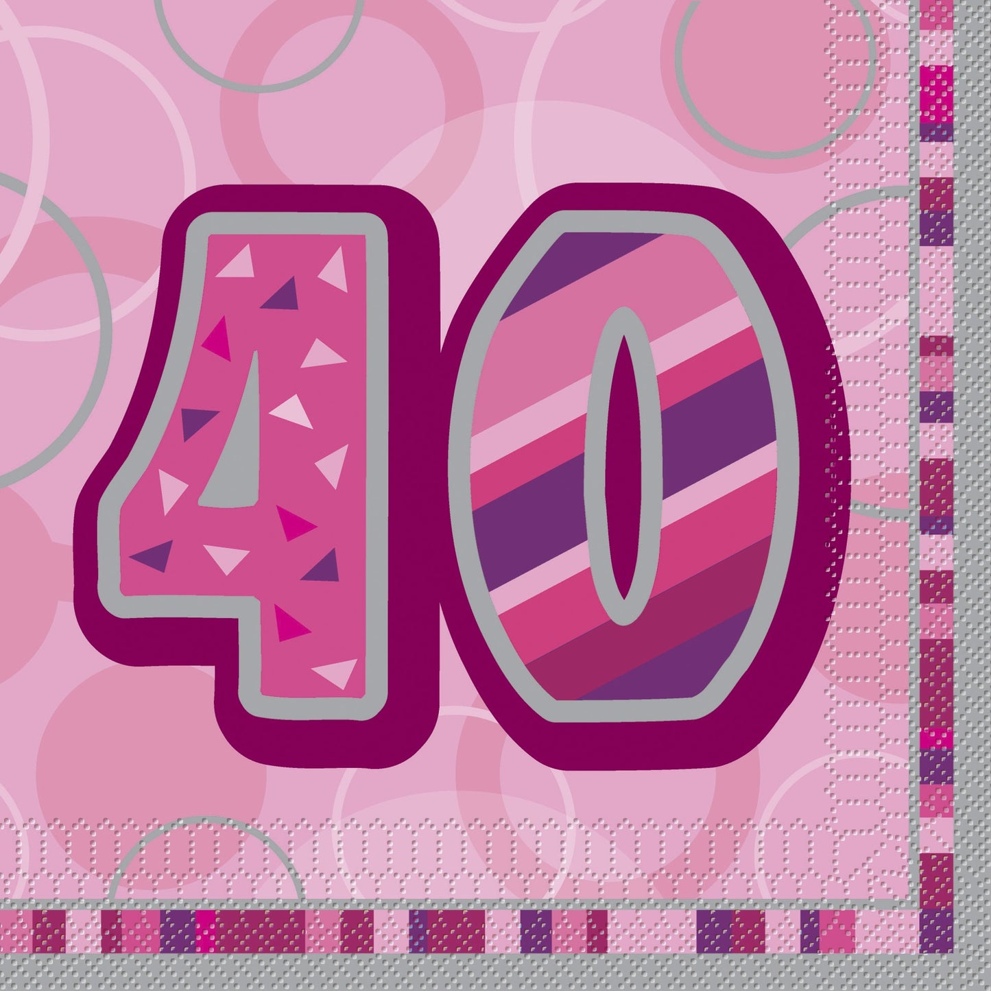 Unique Party - Glitz Pink 40th Birthday Paper Napkins, Pack of 16