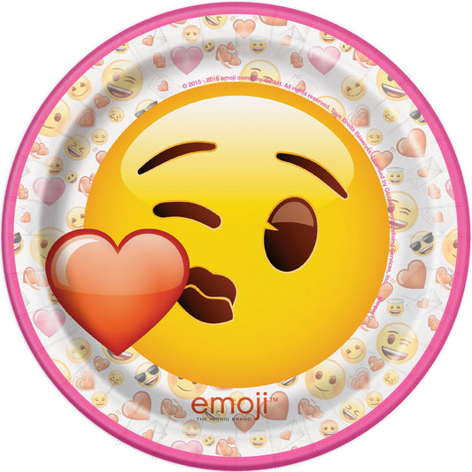 Unique Party - 18cm Emoji Valentine Party Plates, Pack of 8