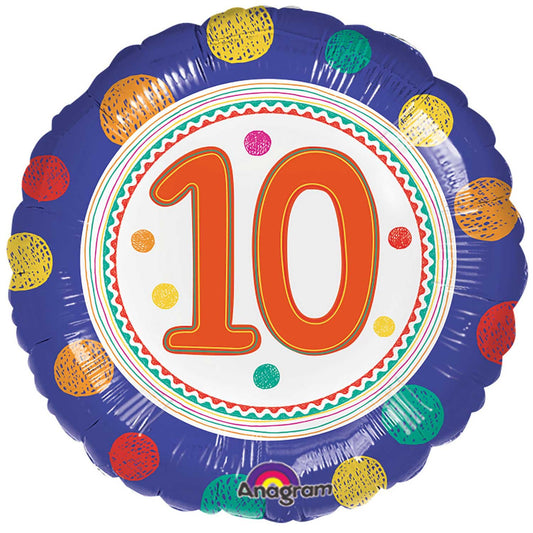 SpotOn 10th Happy Birthday Standard Foil Balloons S40