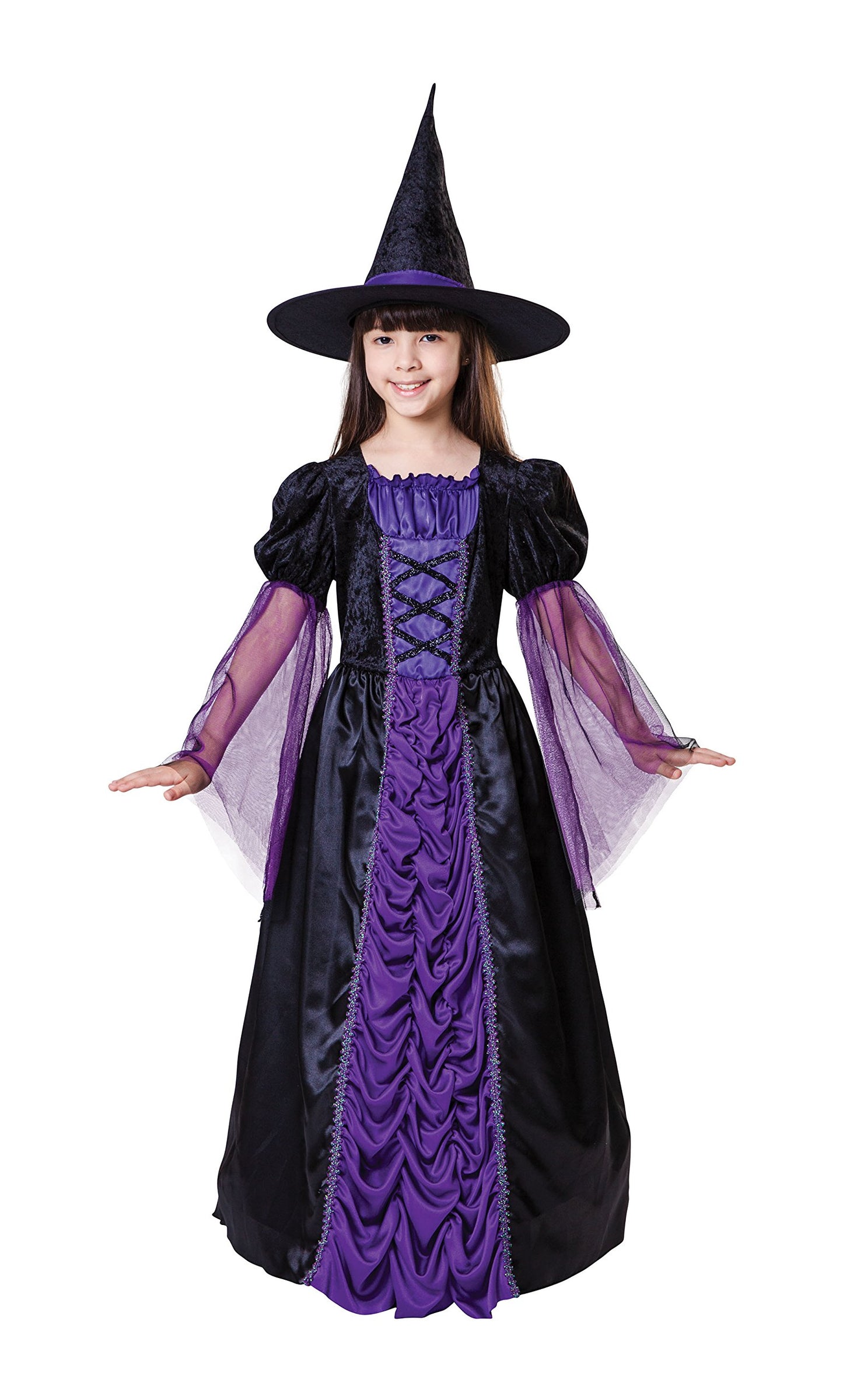 Bristol Novelty CC555 Princess Witch Dress, Black/Purple, Small, Approx Age 3 -5 Years, Princess Witch Black/Purple (S)