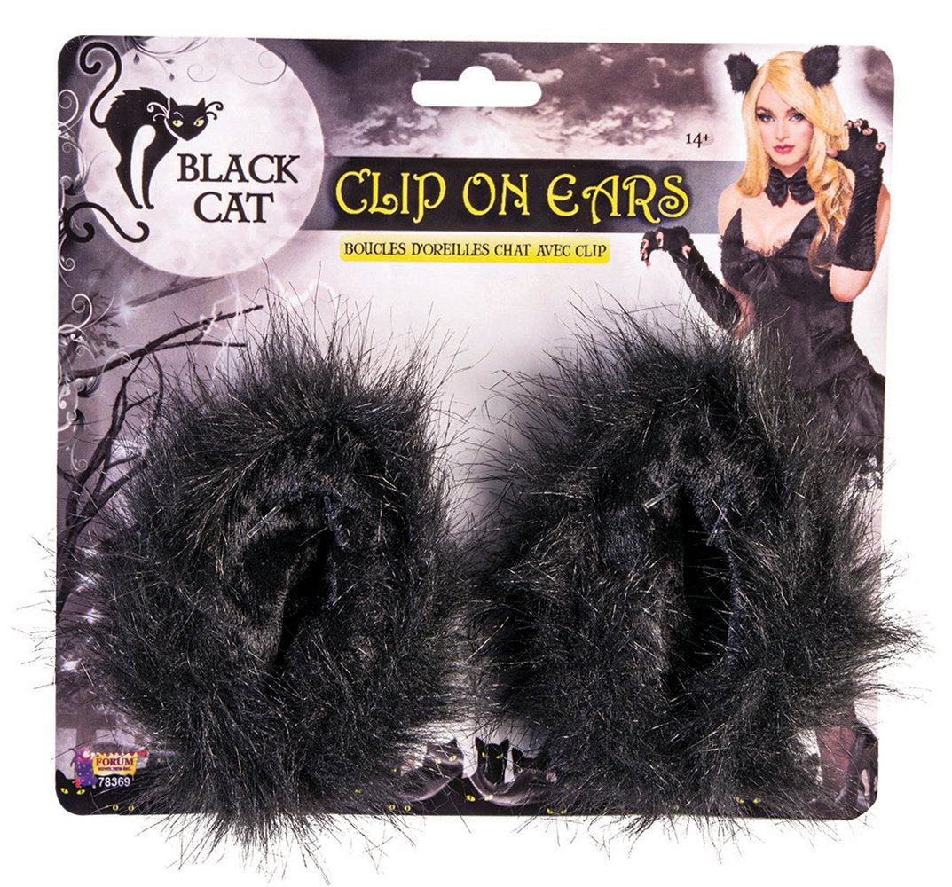 Bristol Novelty Clip on Ears | Black Design | Cat Woman Costume | 2pcs, One Size