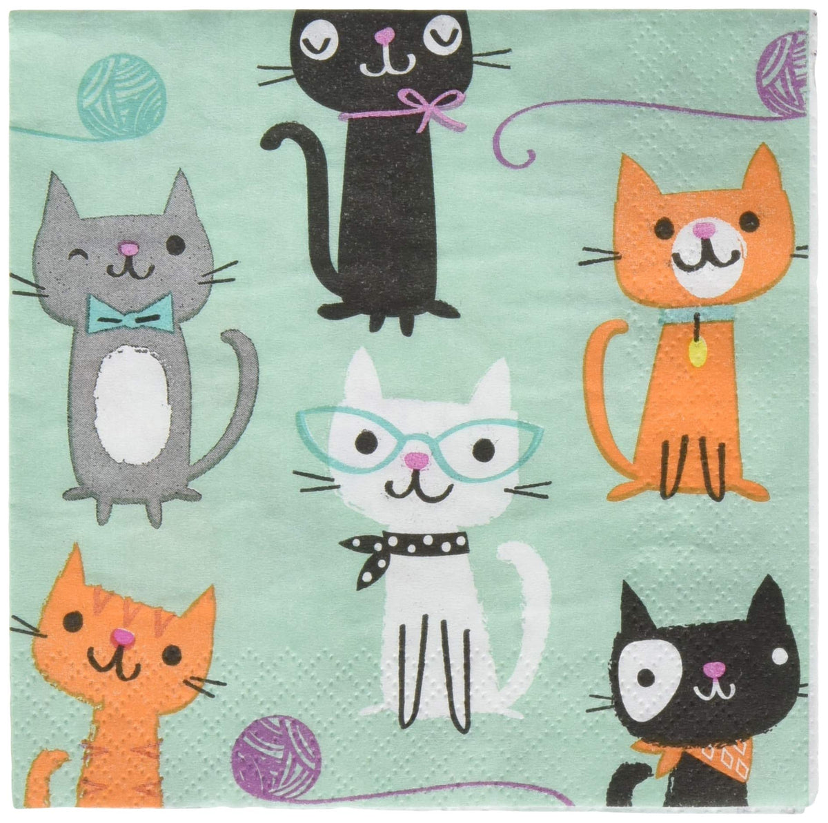 Purrfect Party Beverage Napkins I Blue I 16 Pcs.