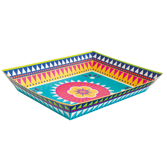 Unique 73447EU Paper Snack Tray-Boho Fiesta Party-1 Count (Pack of 1), Multicolour