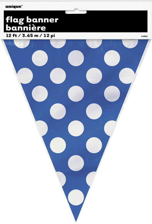 Unique Party - 12ft Royal Blue Polka Dot Bunting Flags