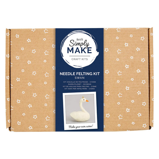 Simply Make Needle Felting Kit - Swan Design for Kids and Adults, Including Wool, Needles, and All Tools, Perfect for Adult Crafts and Beginners - Needle Felting Art & Craft Kit