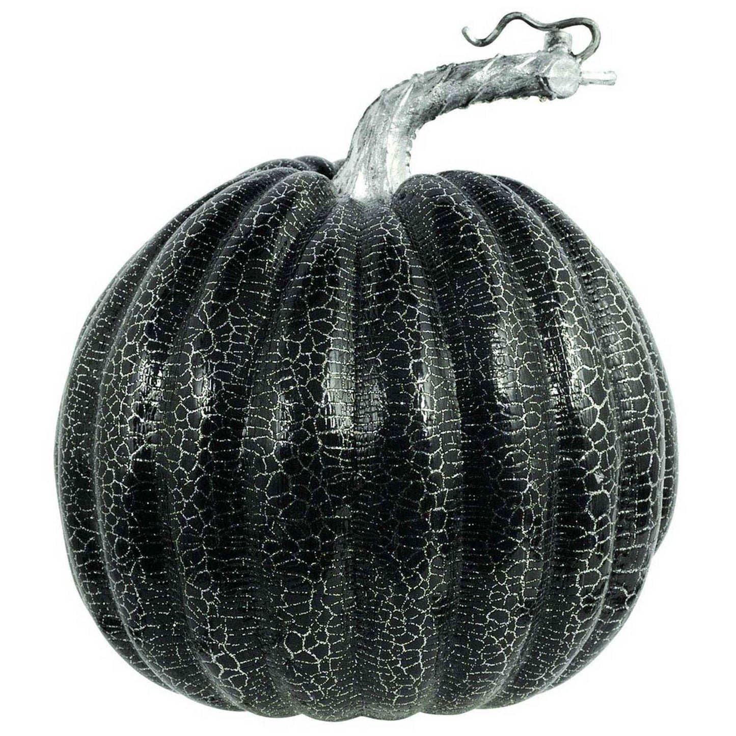 Medium Black Pumpkins with Silver Crackle Pattern 16cm x 17cm