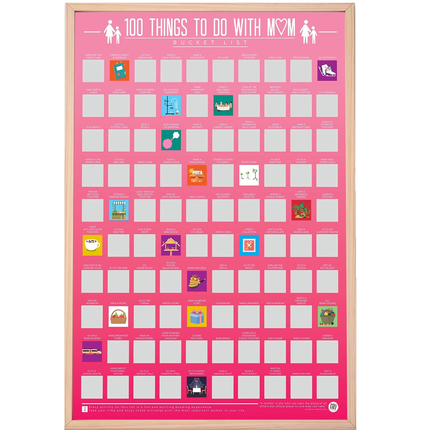 Gift Republic 100 Things To Do With Mum Scratch Off Activity Poster, multicolor for Living Room