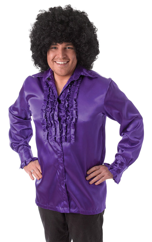 Bristol Novelty Satin Shirt with Ruffles Purple, 42-44-Inch