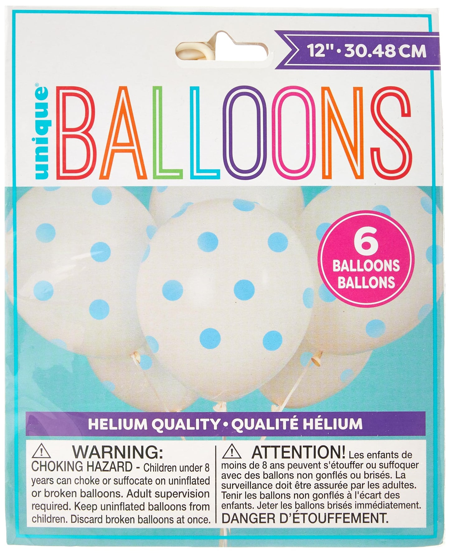 Polka Dots Latex Balloons - 12" | Light Blue | 6 Pcs.