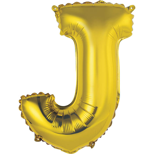 14" Foil Balloon | Classy Gold Letter J Shaped