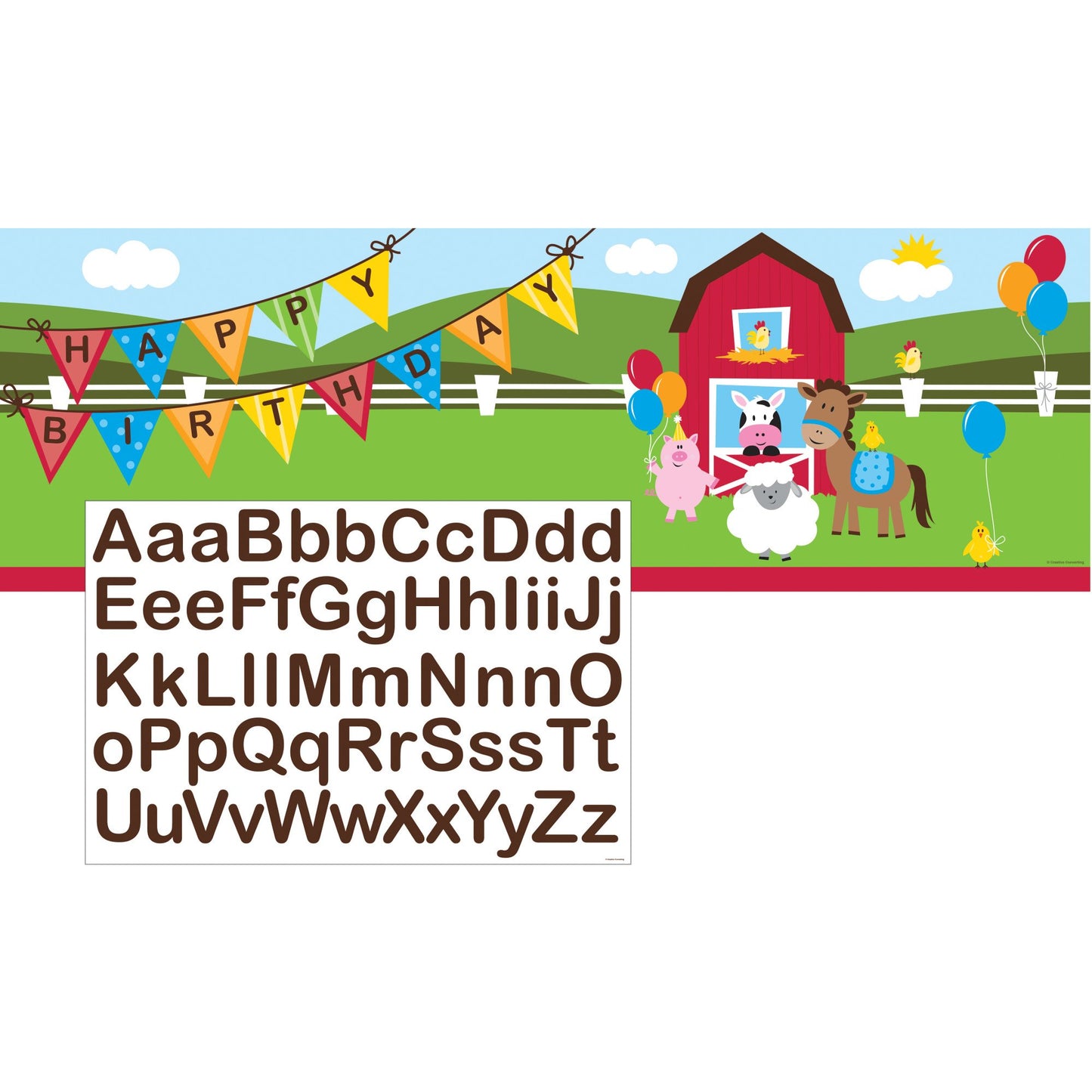 Creative Farm Animals Happy Birthday Giant Banner with Stickers