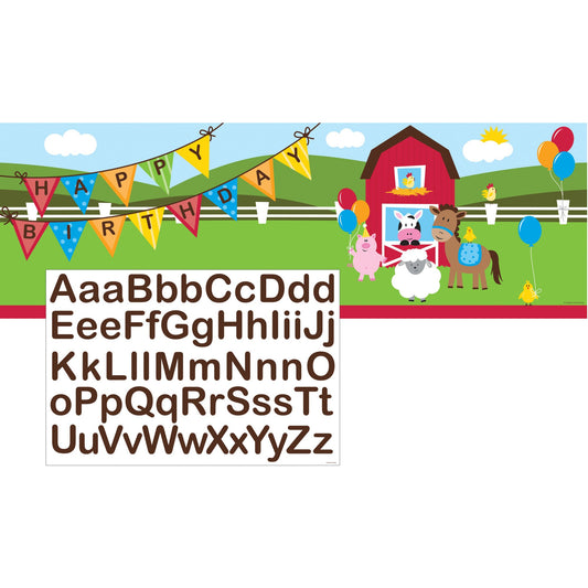 Creative Farm Animals Happy Birthday Giant Banner with Stickers