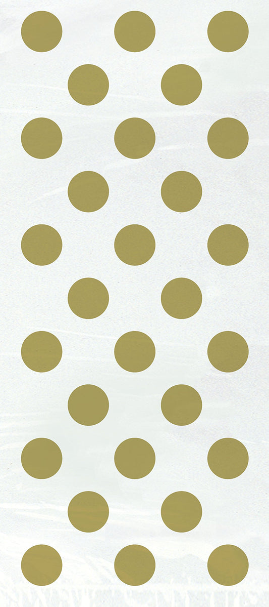 Unique Party - Cellophane Gold Polka Dot Party Bags, Pack of 20