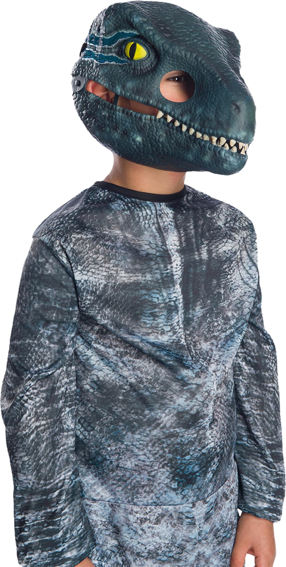 Rubies Official Jurassic World Velociraptor 'Blue' Movable Jaw Child Mask, Kids Fancy Dress Accessory