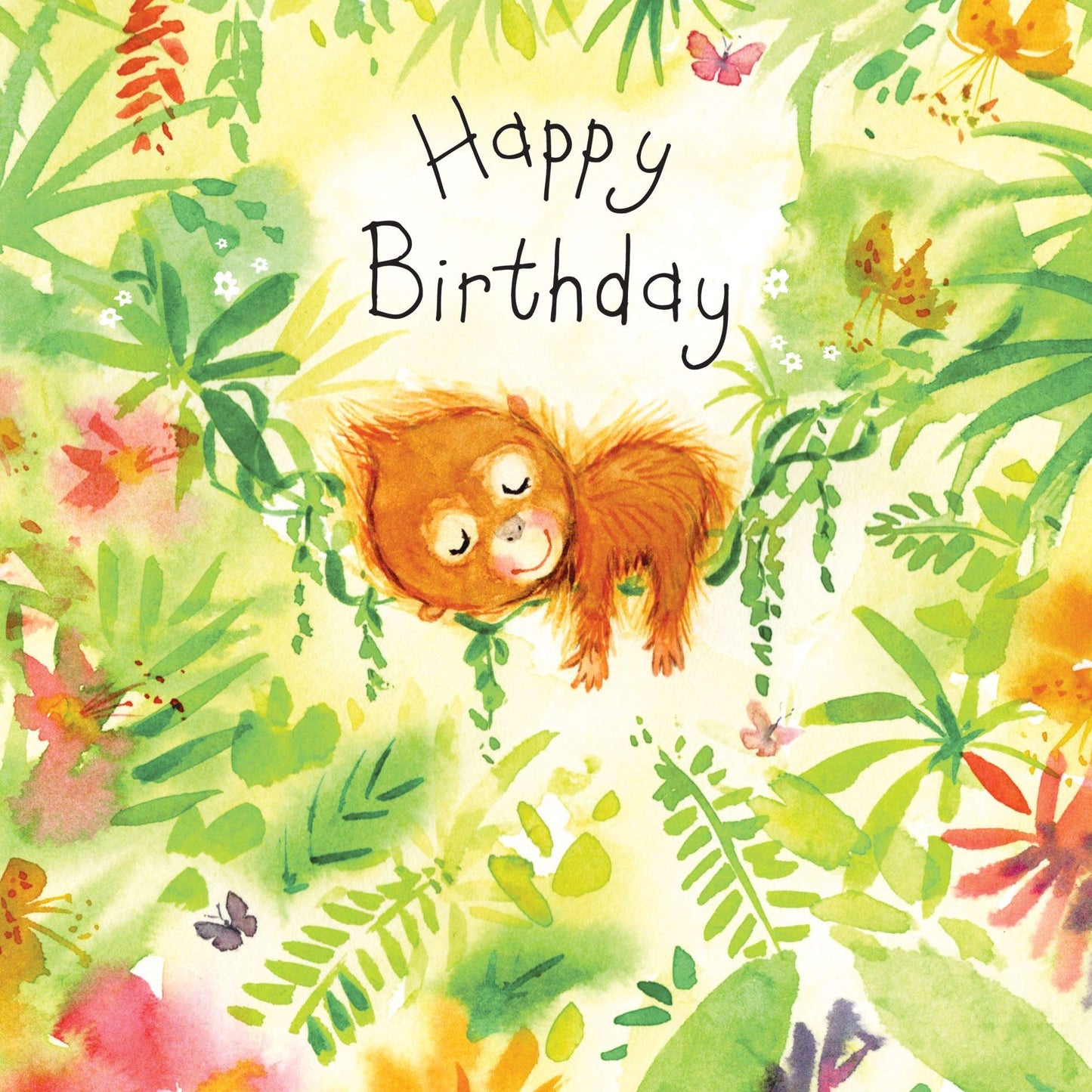 Twizler Happy Birthday Card with Cute Baby Monkey - Cute Birthday Card - Girls Birthday Card - Boys Birthday Card - Birthday Card For Her - Birthday Card For Him - Childrens Birthday Card