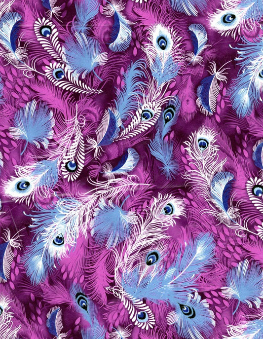 DECOPATCH PAPER NUMBER 577 peacock feathers purple and blue