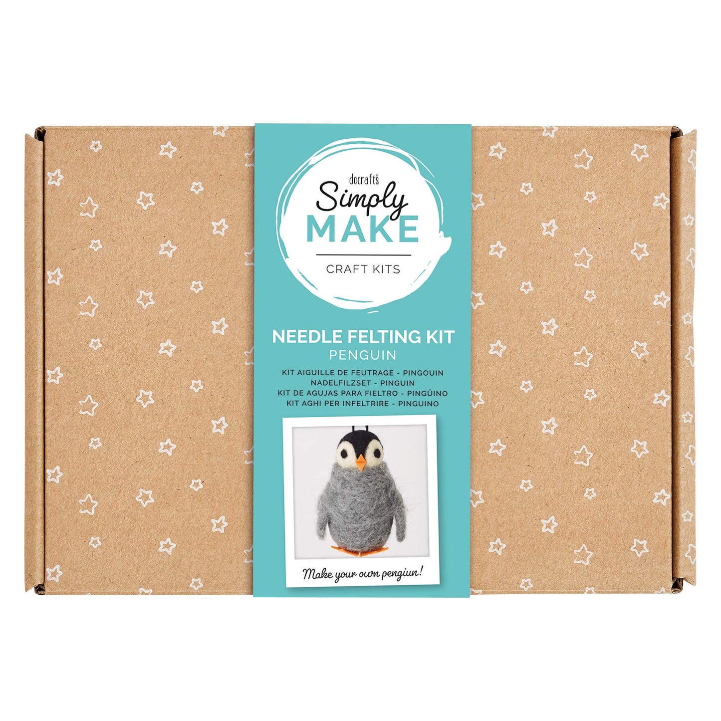 Simply Make Needle Felting Kit - Penguin Design for Kids and Adults, Including Wool, Needles, and all Tools, Perfect for Adult Crafts and Beginners - Needle Felting Art & Craft Kit