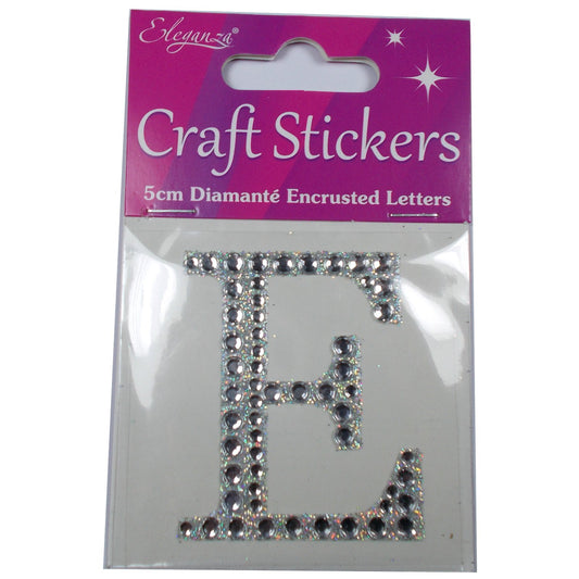 Craft Stickers 5cm Diamante Encrusted Letters & Numbers (E)