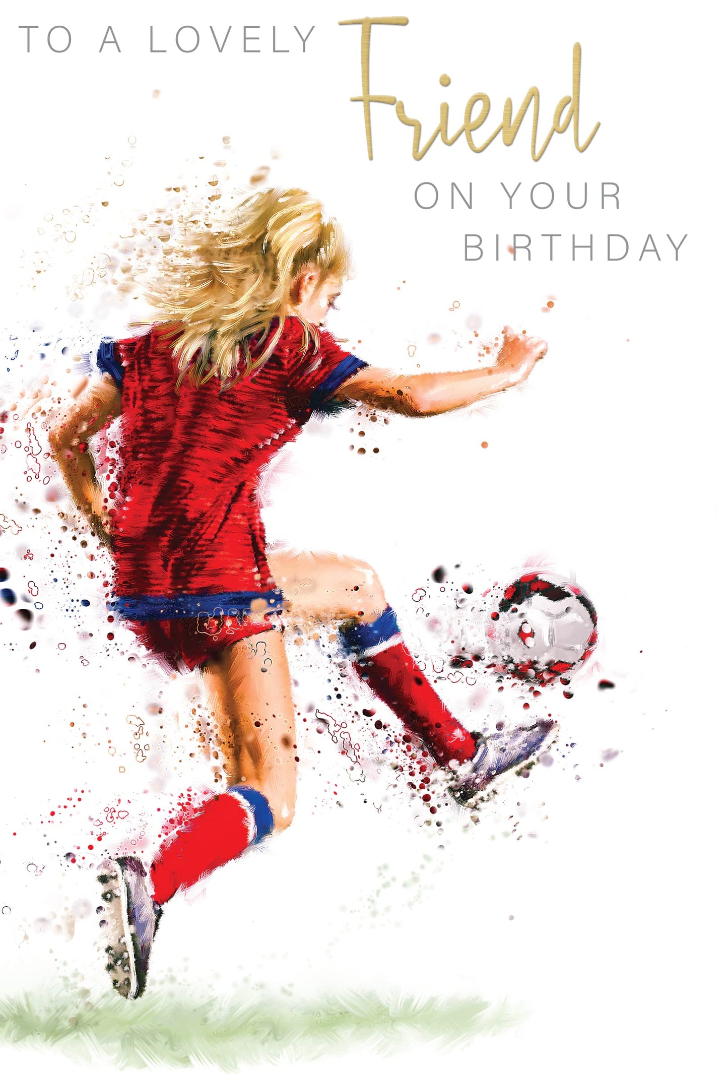 Into the Green Female Football Player Friend Birthday Card, Fluted Foil captioning with Envelope