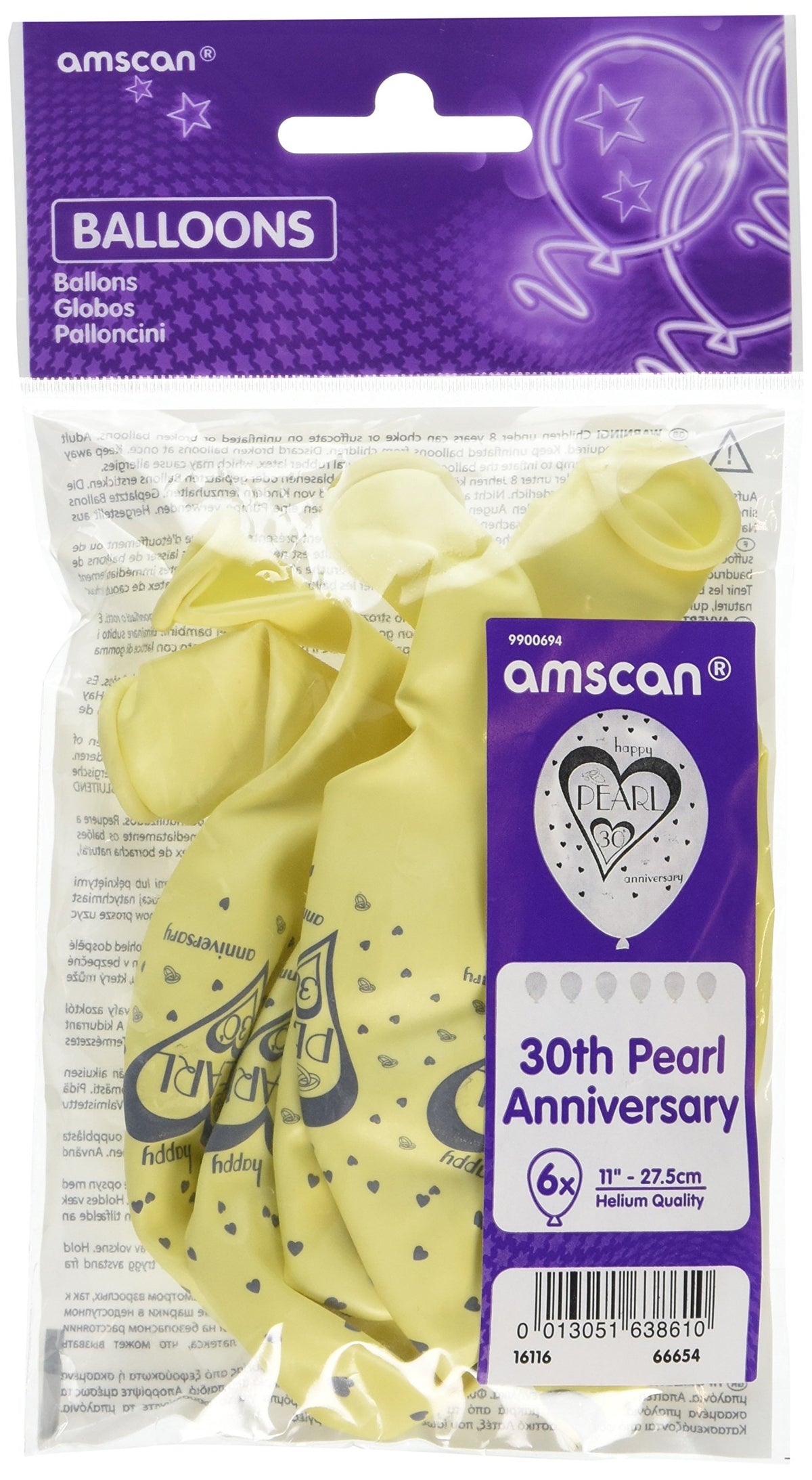 Pearl 30th Anniversary Latex Balloons 11"/27.5cm - /6
