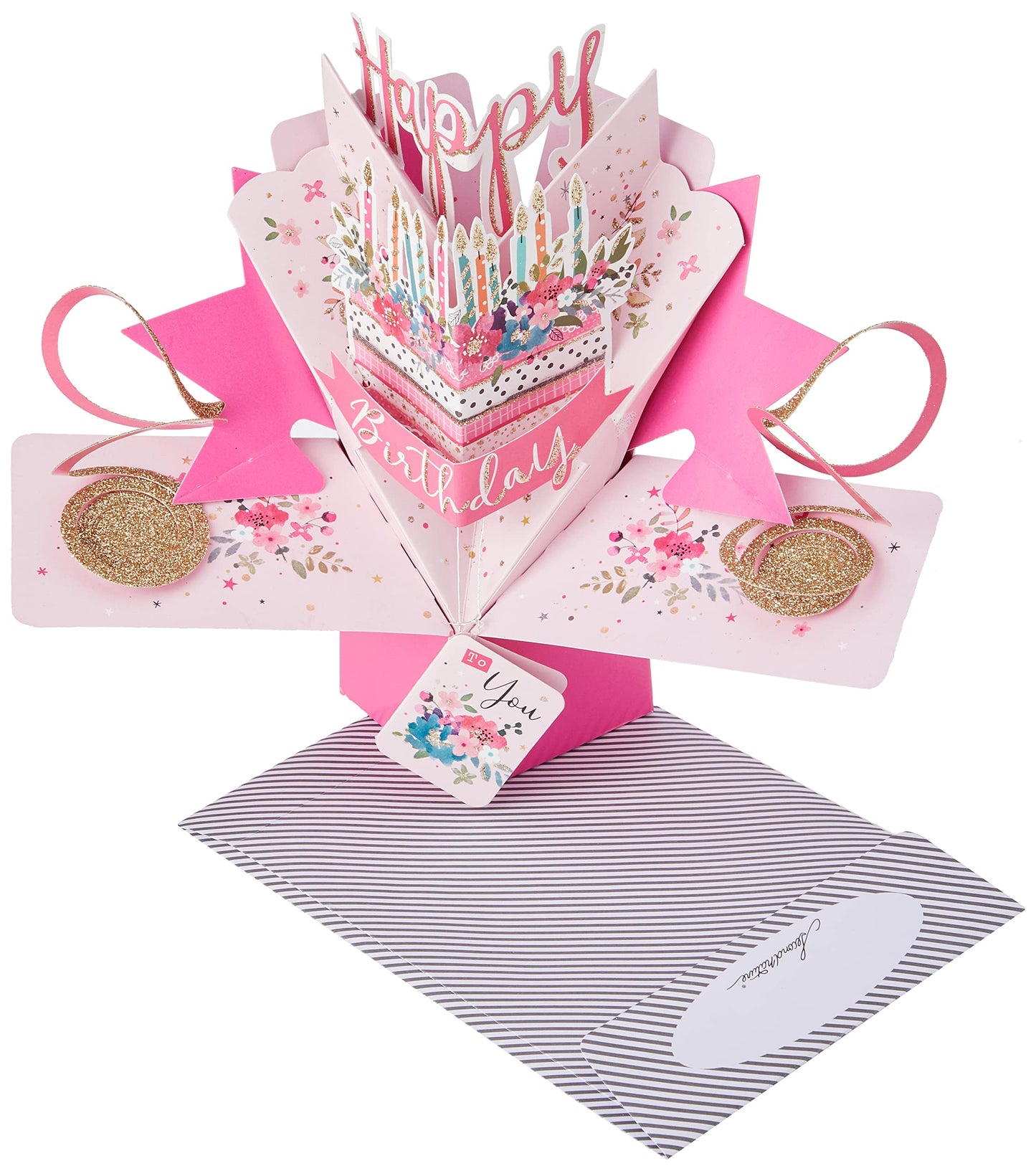 Happy Birthday Cake Pop-Up Greeting Card Original Second Nature 3D Pop Up Cards