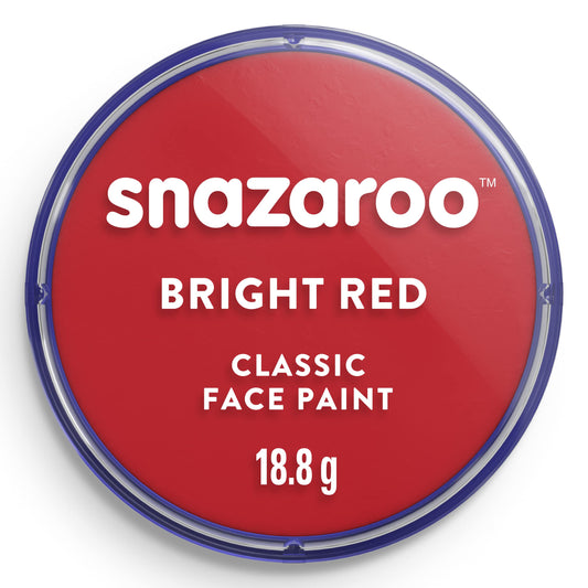 Snazaroo Classic Face and Body Paint for Kids and Adults, Bright Red Colour, Water Based, Easily Washable, Non-Toxic, Makeup, Body Painting for Parties, for Ages 3+