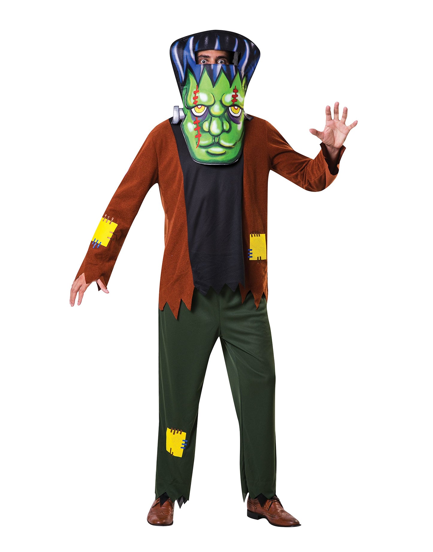 Bristol Novelty AF069 Big Head Frankenstein Costume, Men, Women, Multi-Colour, One Size