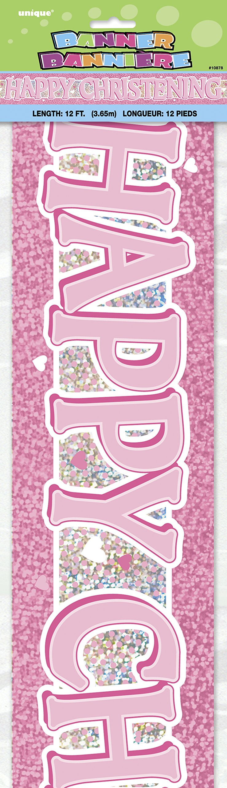 Unique Party - 12ft Prism Pink Christening Banner