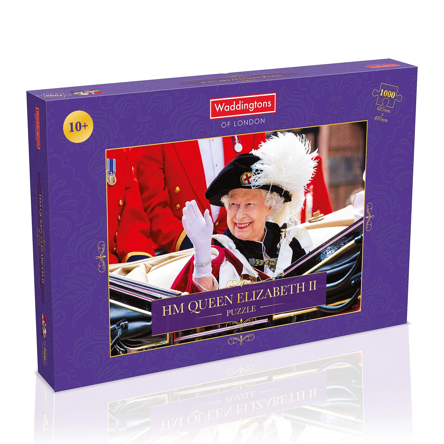 Winning Moves HM Queen Elizabeth Single Image 1000 Piece Jigsaw Puzzle Game, piece together HM Queen Elizabeth as she greets passersby, gift for ages 10 plus