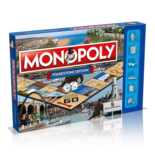 Winning Moves Folkestone Regional Monopoly Board Game, Advance to The Leas, Folkestone Museum or Folkestone Invicta FC and trade your way to success, 2-6 players makes a great gift for ages 8 plus