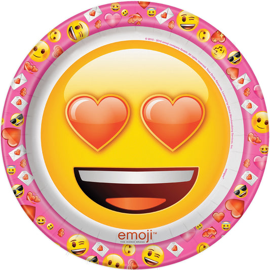 Unique Party - 23cm Emoji Valentine Party Plates, Pack of 8