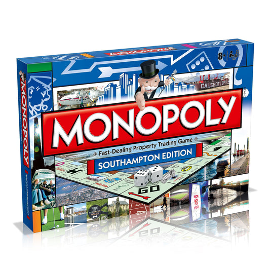 Winning Moves Southampton Monopoly Board Game, Advance to Queen Elizabeth II Terminal, Westquay or Southampton Football Club and trade your way to success, great gift for ages 8 plus