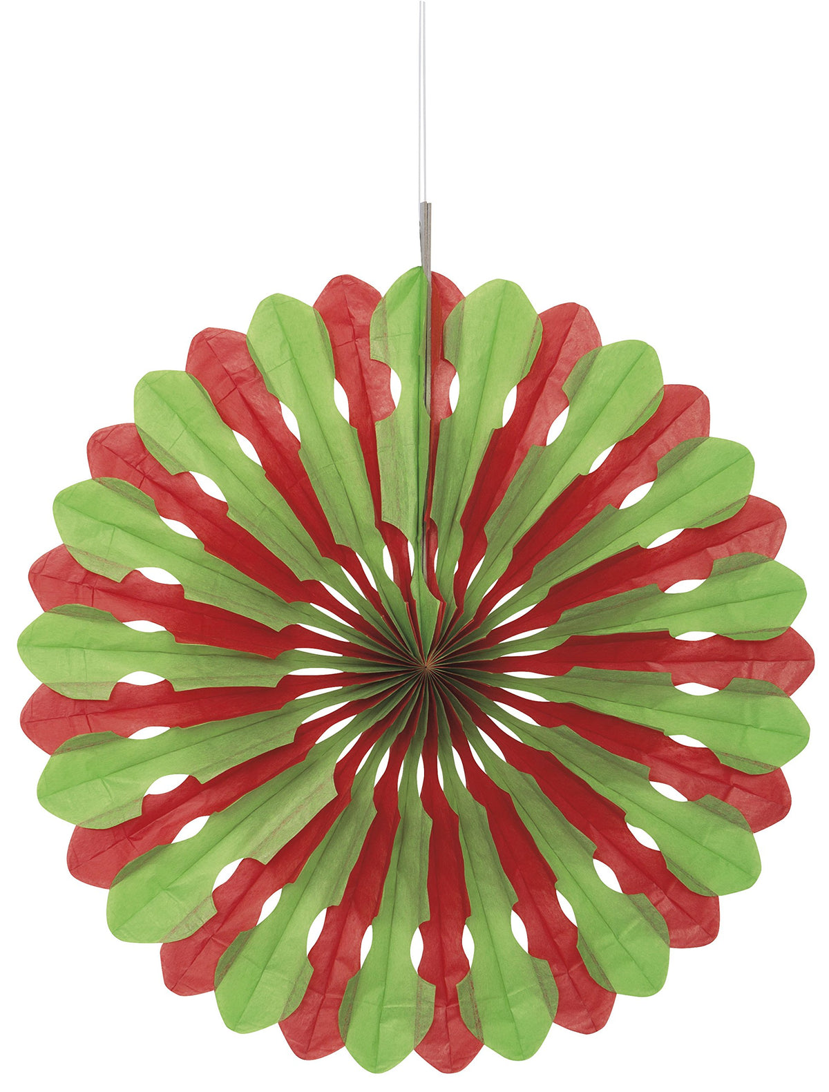Unique Party - 40cm Red and Green Christmas Tissue Paper Decorative Fan