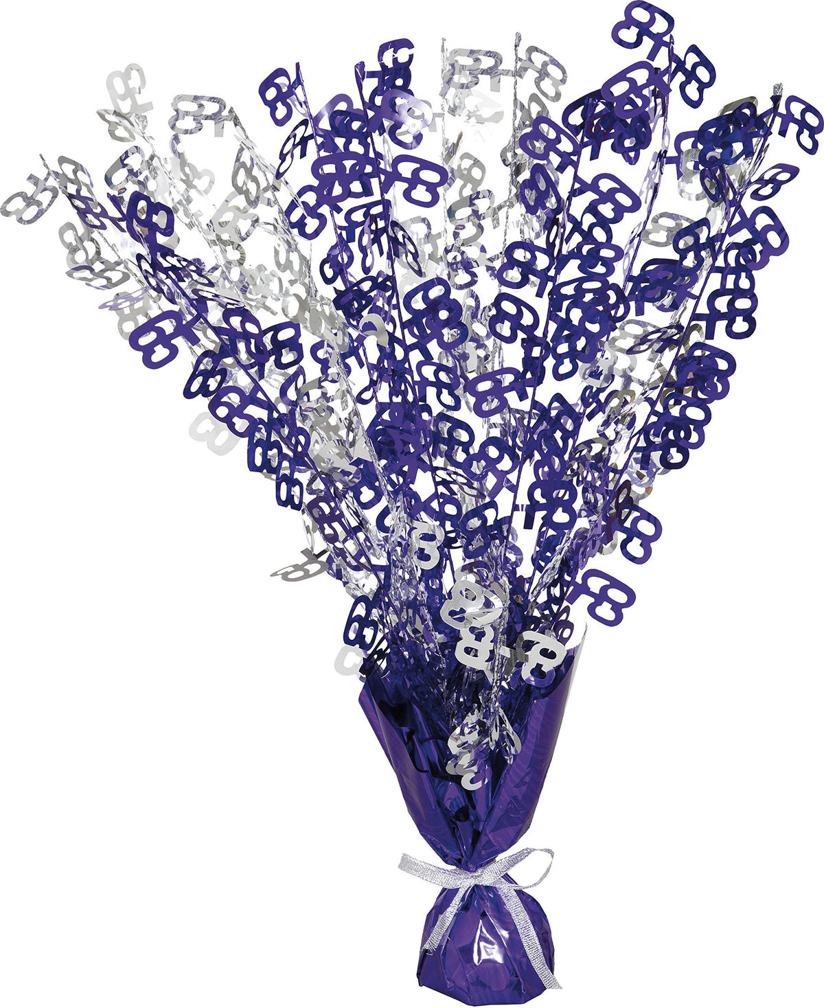 Unique Party - Glitz Purple and Silver 65th Birthday Balloon Weight Centrepiece