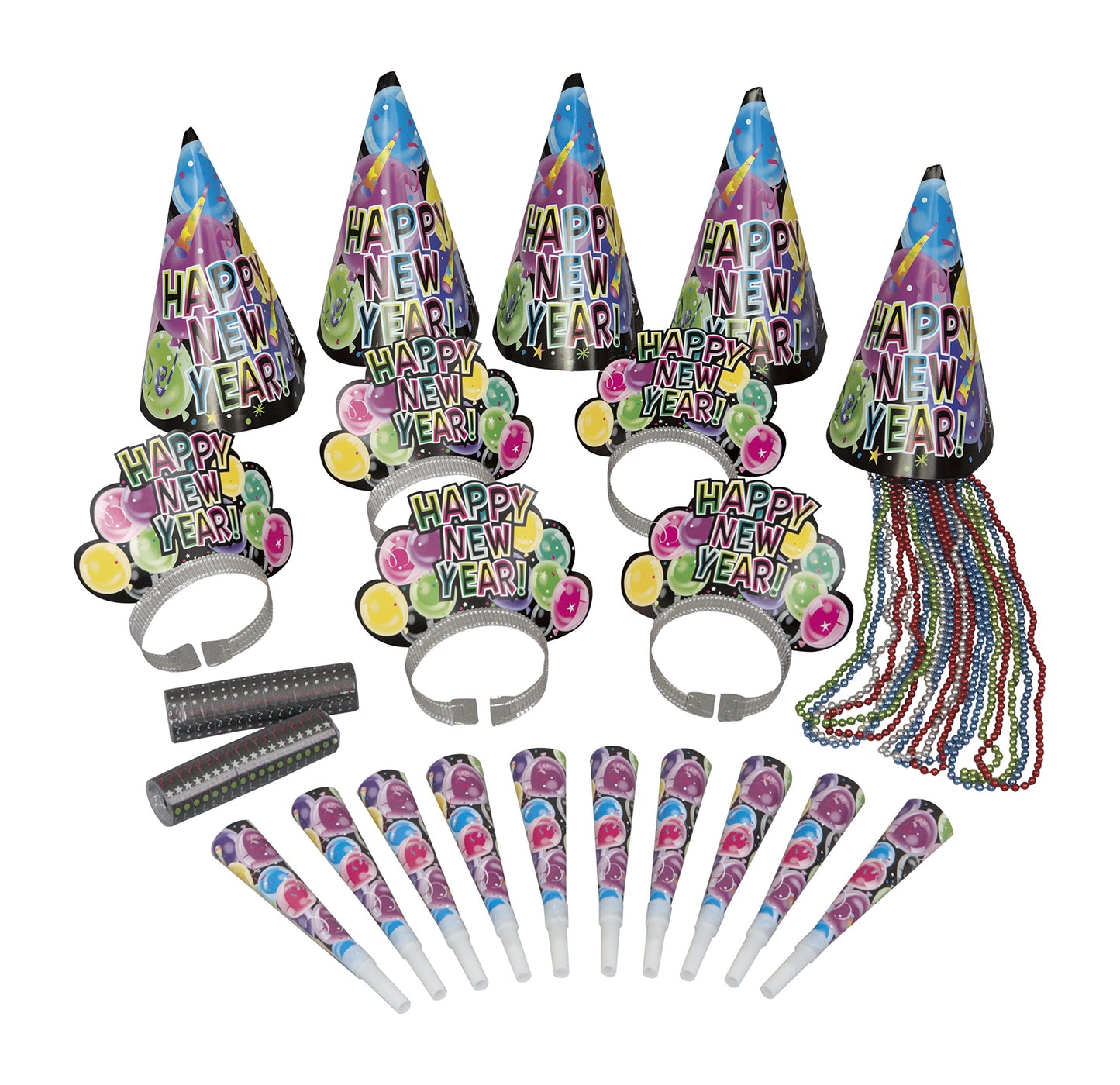 Unique 15565 Multicolor New Years Balloon Party Kit 32 Pcs, One Size