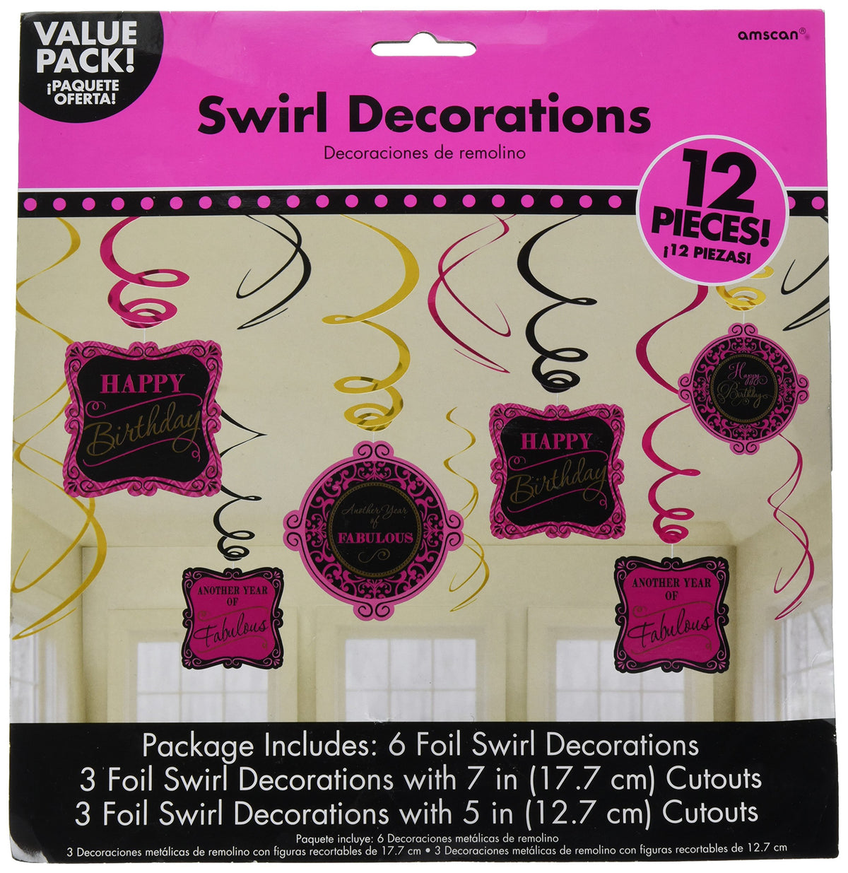 Amscan Fabulous Birthday Swirl Decorations /12