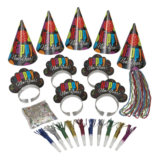 Unique 15564 15564-New Years Eve Cheer Party Kit for 10, Multicolor