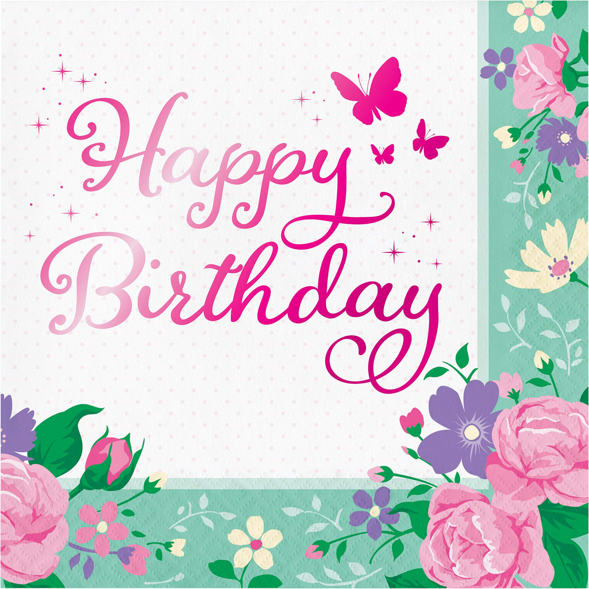 Creative Party Floral Fairy Happy Birthday Lunch Napkins