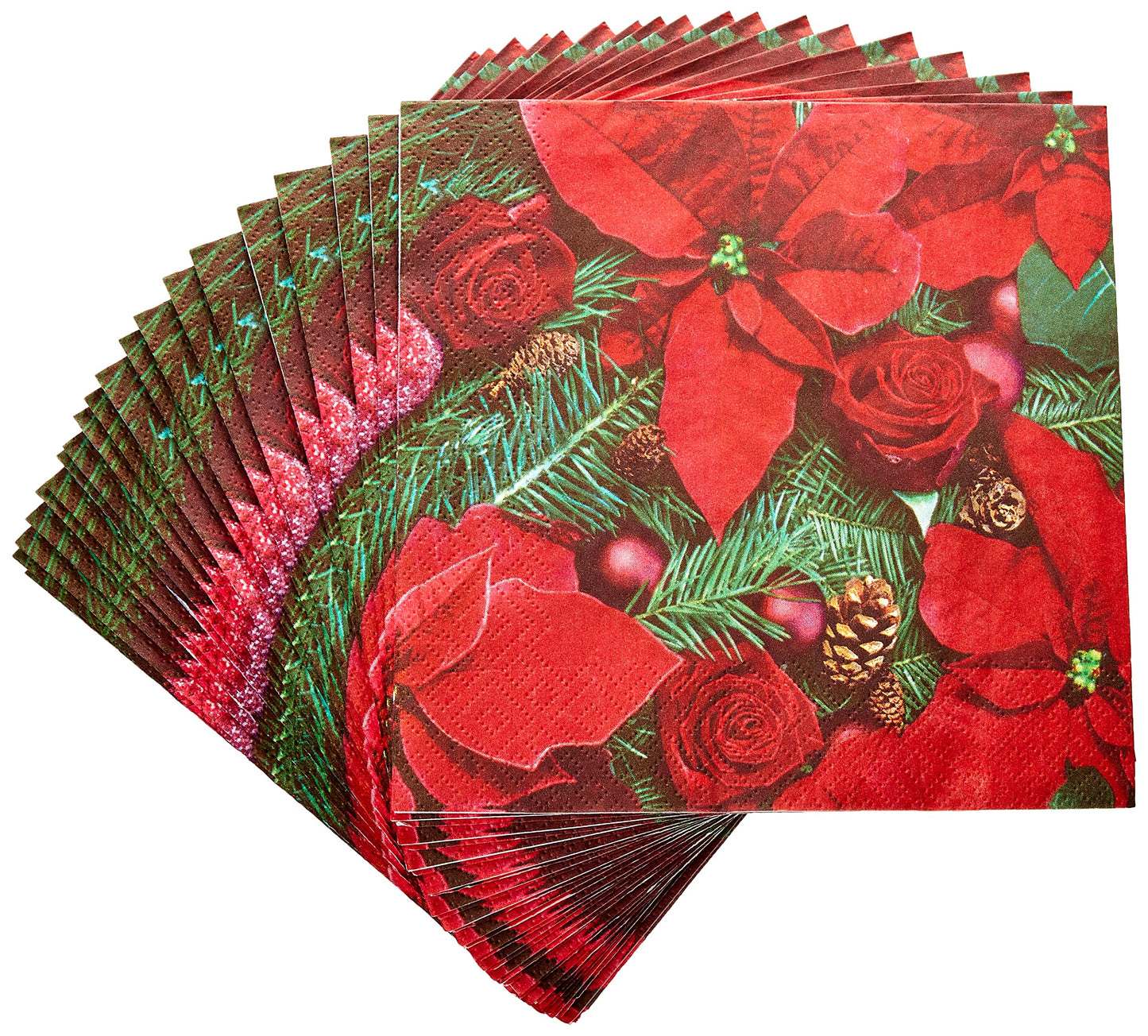 Tiflair Poinsettia with Fir Lunch Napkins 3 ply