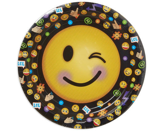 Amscan Winking Emoji Paper Plates 23cm - 8 Pcs